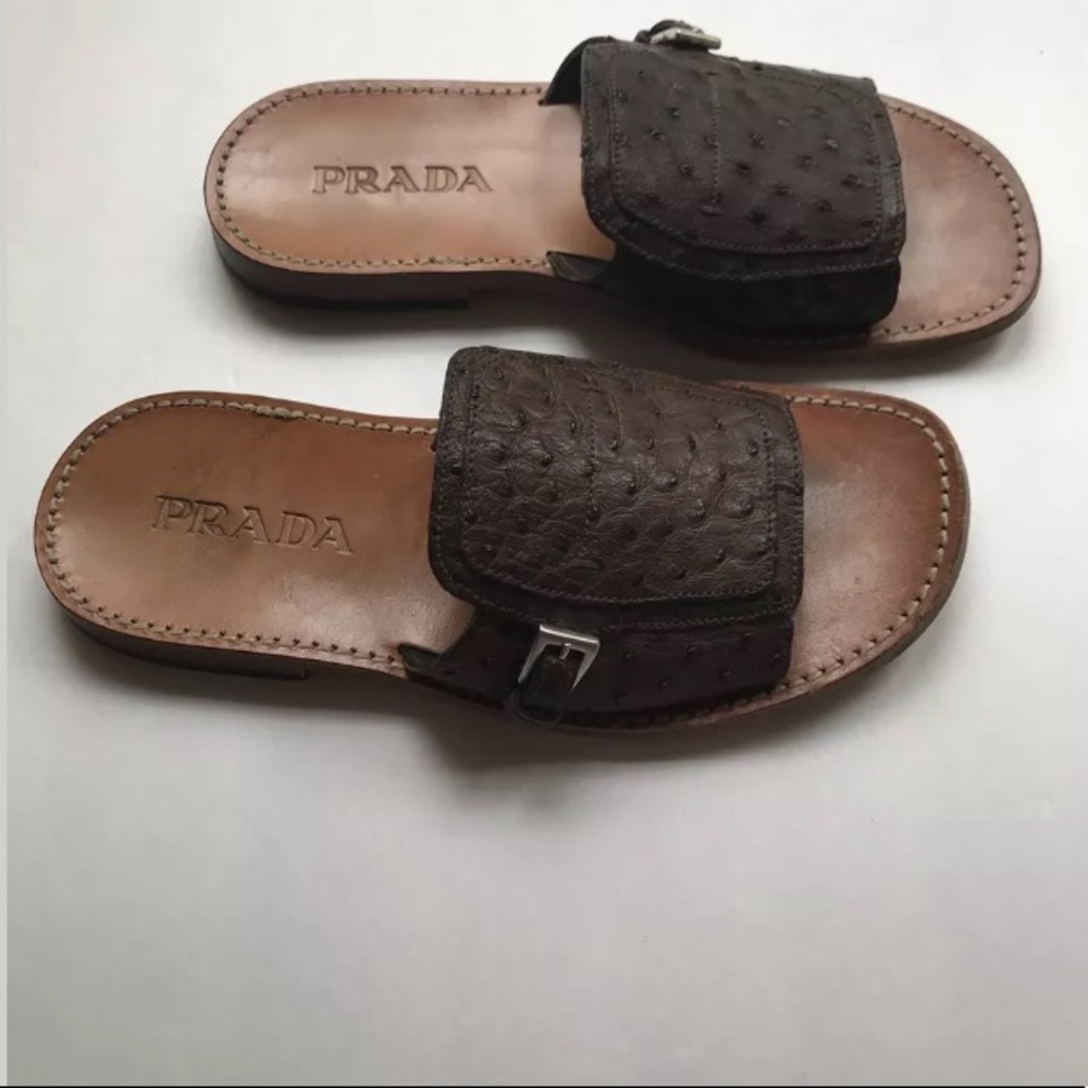 🔘🔘 SOLD Vintage Prada Ostrich Skin Sandals 🔘🔘 - Picture 4 of 6
